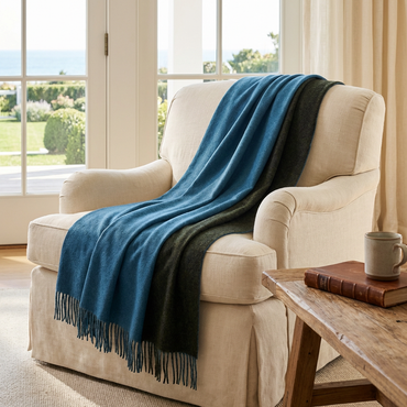 Highland Sea/Green Wool Throw