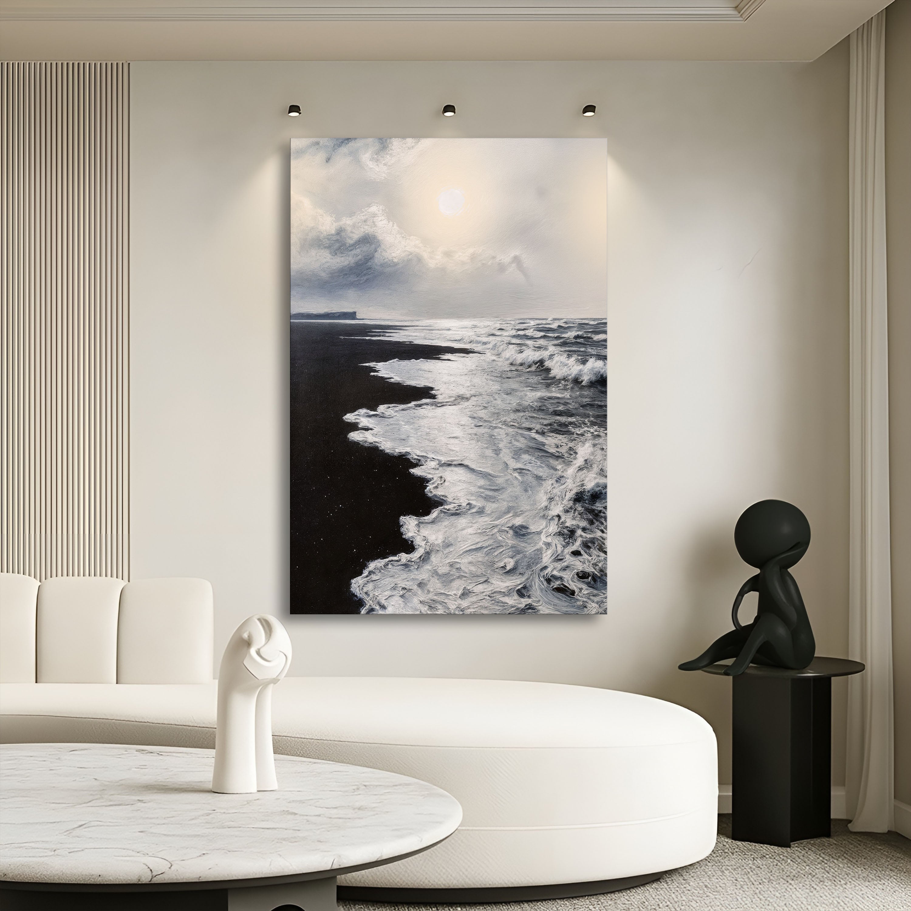 Black & White Waves - Canvas Print