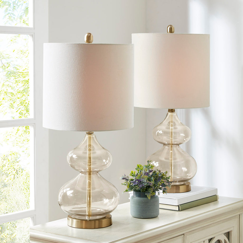 Curved Glass Table Lamps, Set of 2