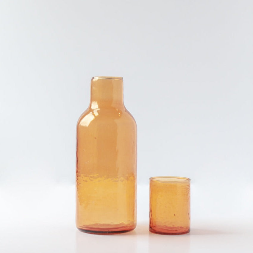 Amber Carafe Set - Recycled Glass