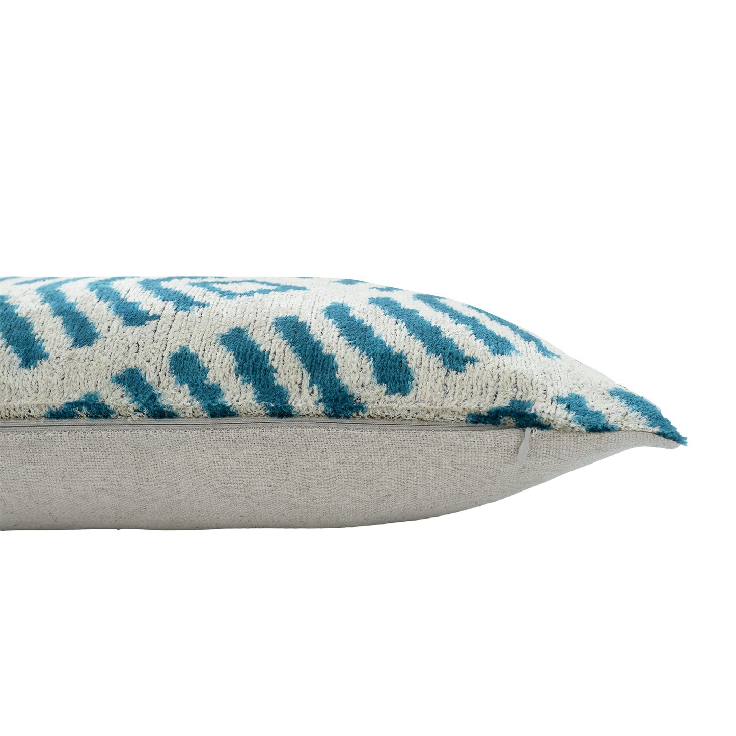 Blue Silk Velvet Ikat Throw Pillow Cover
