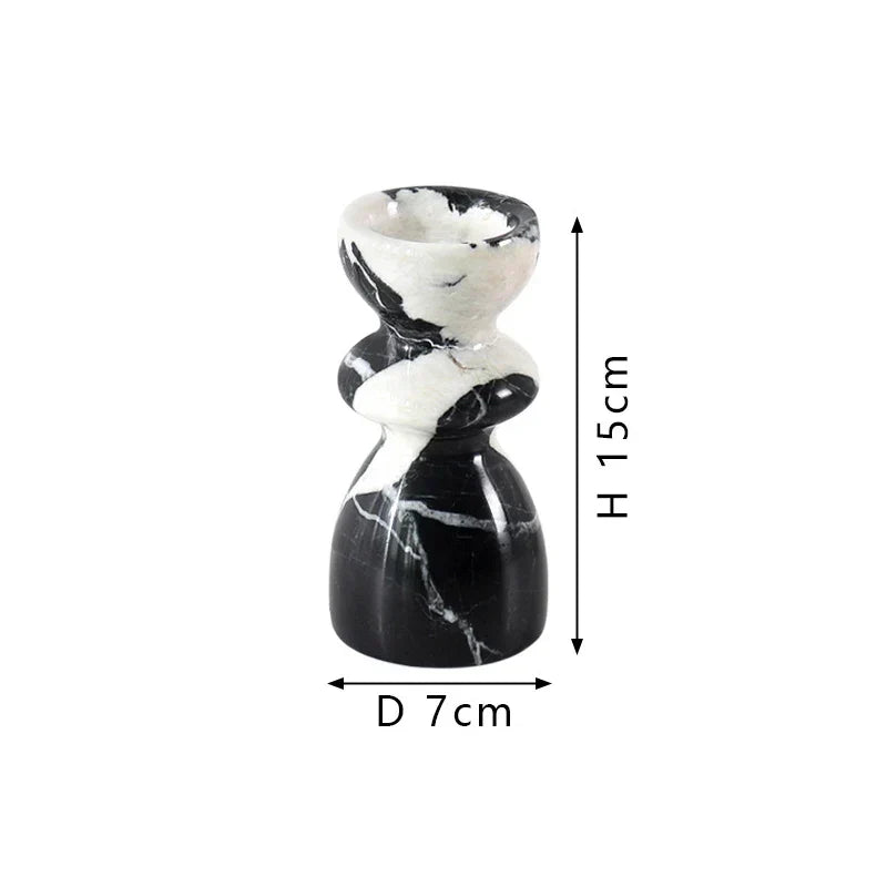 Noir Marble Candlestick Holders