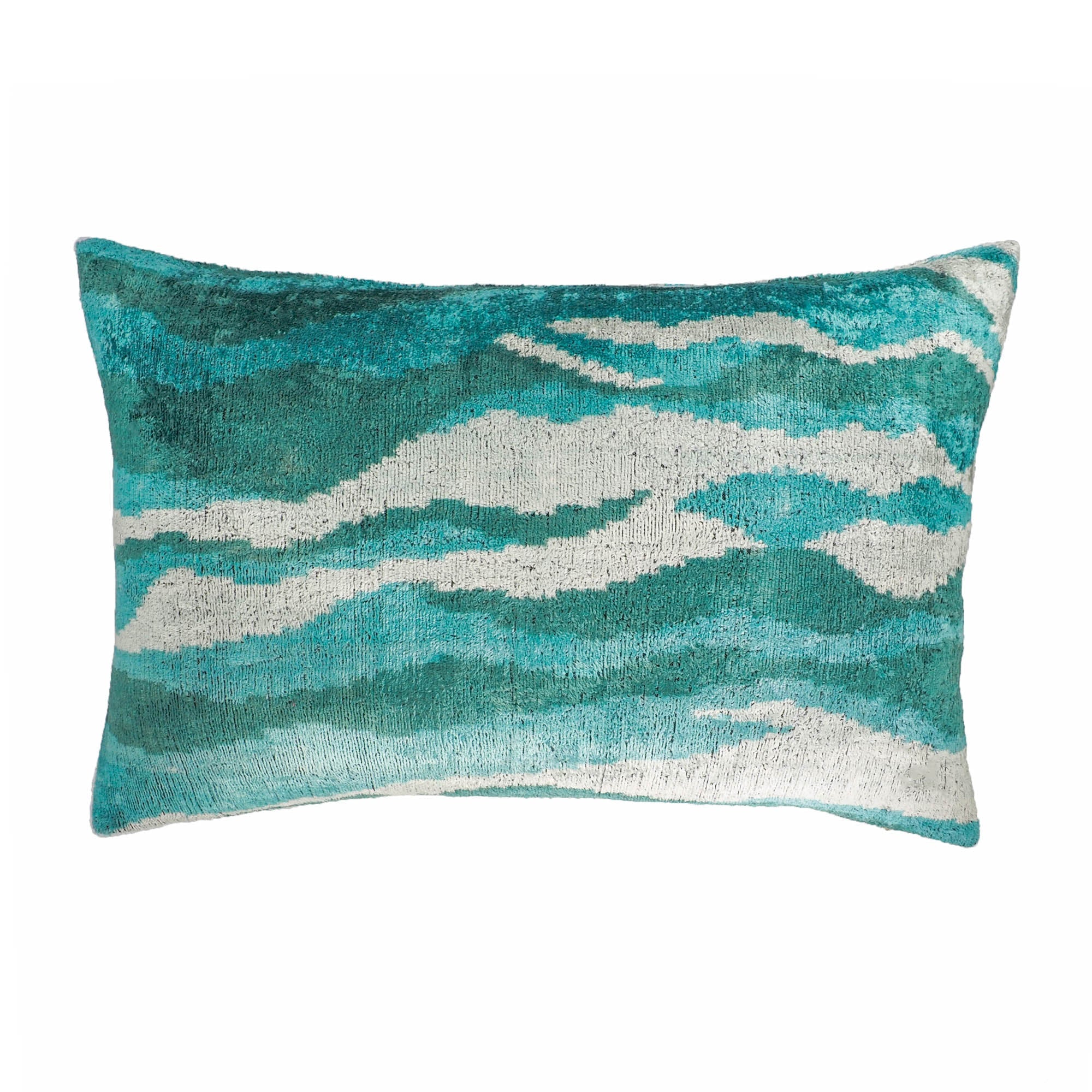 Atlantic Silk Velvet Ikat Throw Pillow Cover