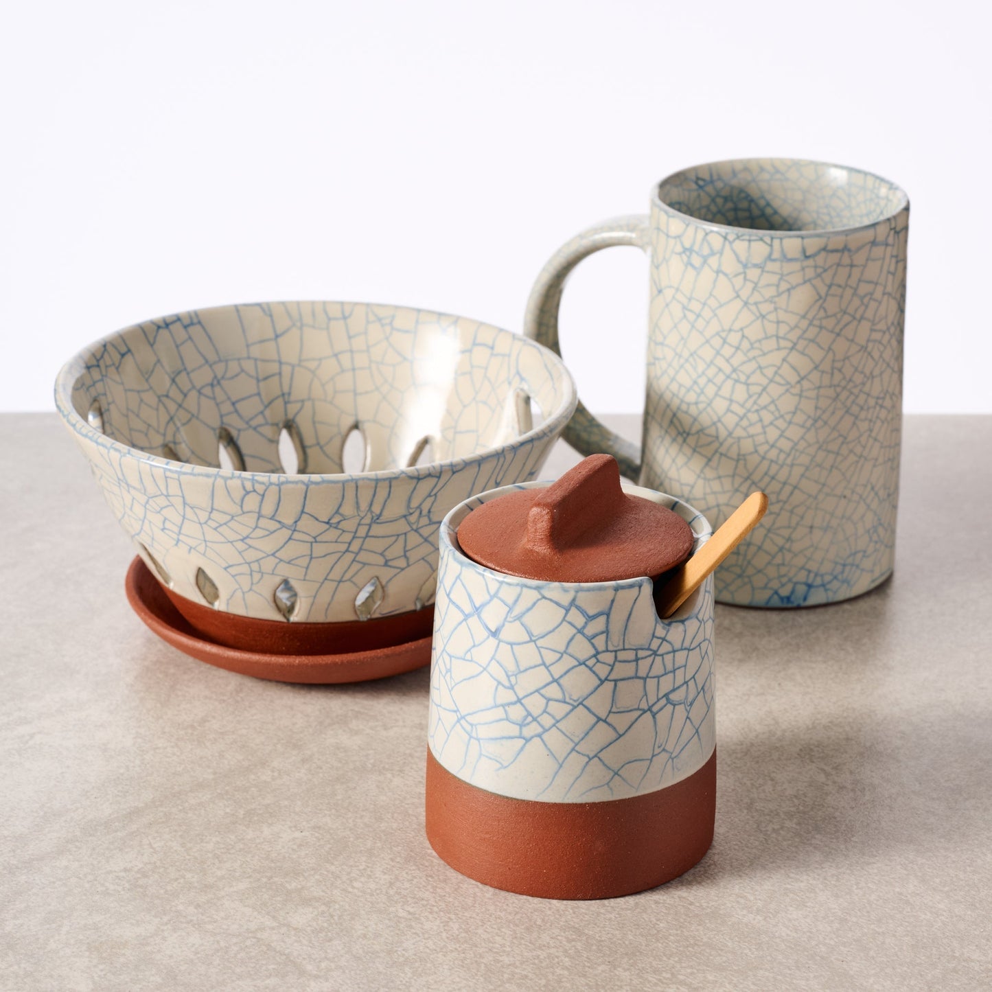 Blue Crackle Honey Pot