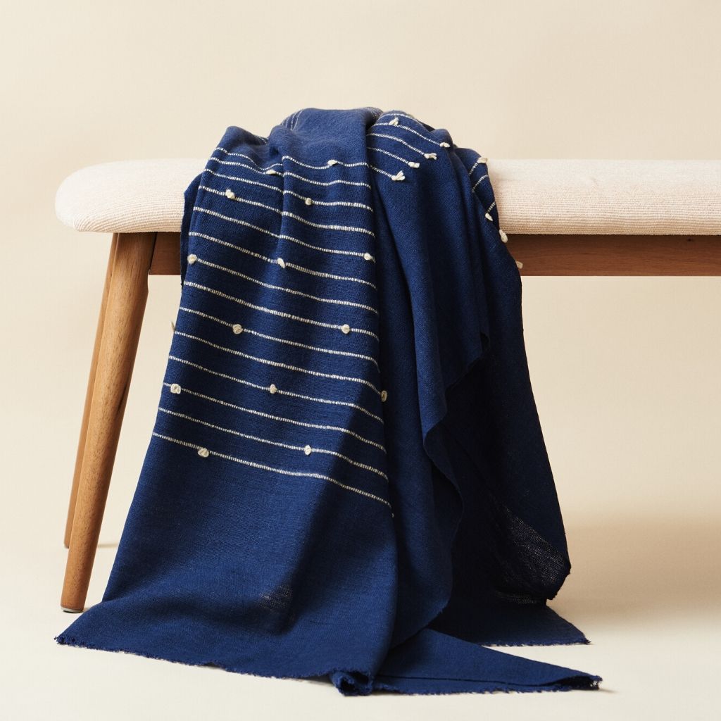 Hand Knotted Stripes Merino Throw