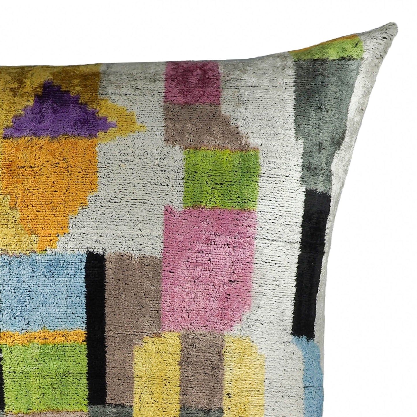 Mosaic Silk Velvet Ikat Cushion Cover