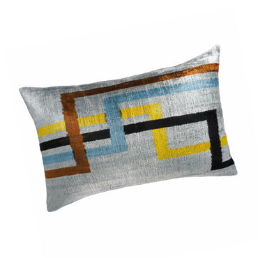 Olympia Silk Velvet Ikat Throw Pillow Cover