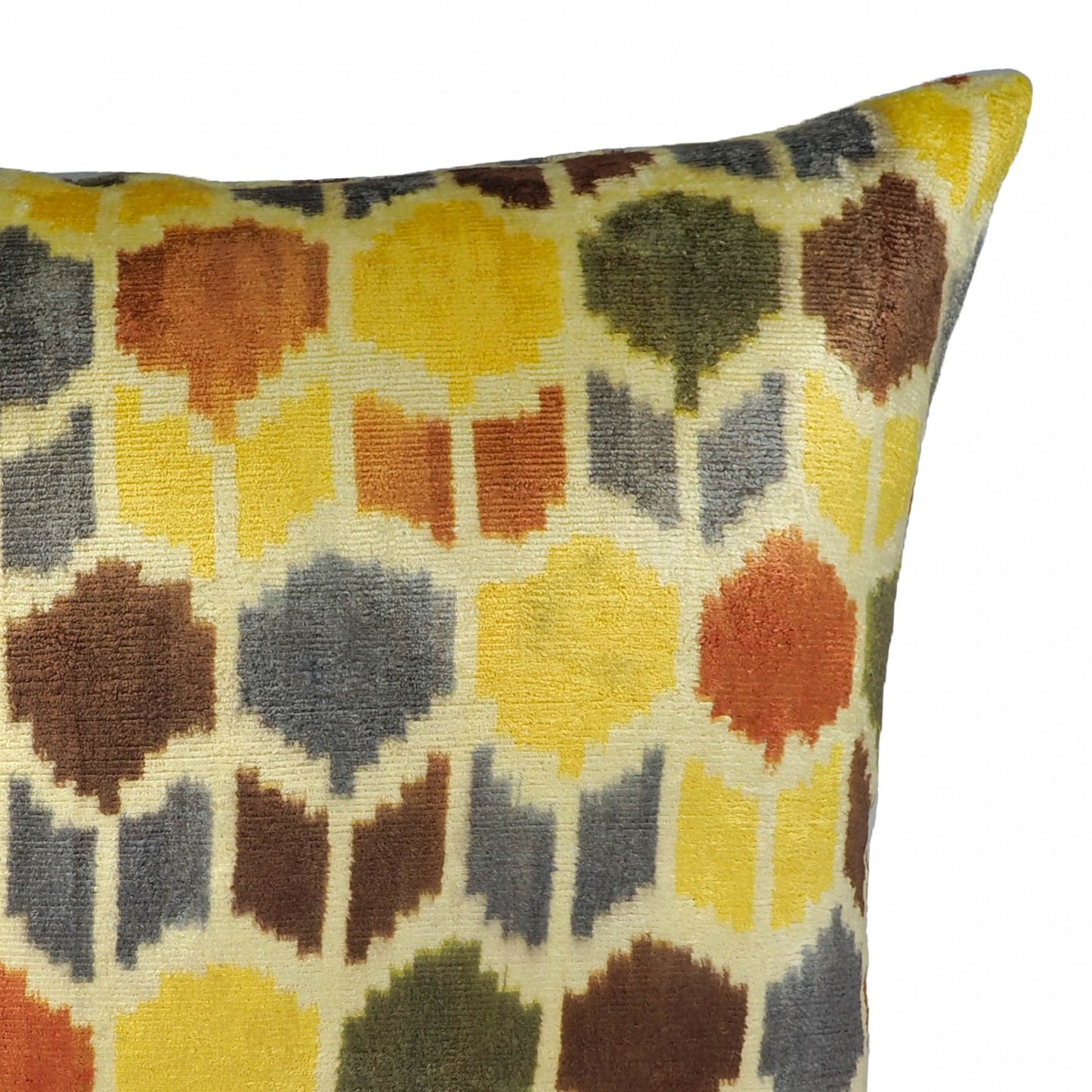 Tulips Silk Velvet Ikat Cushion Cover