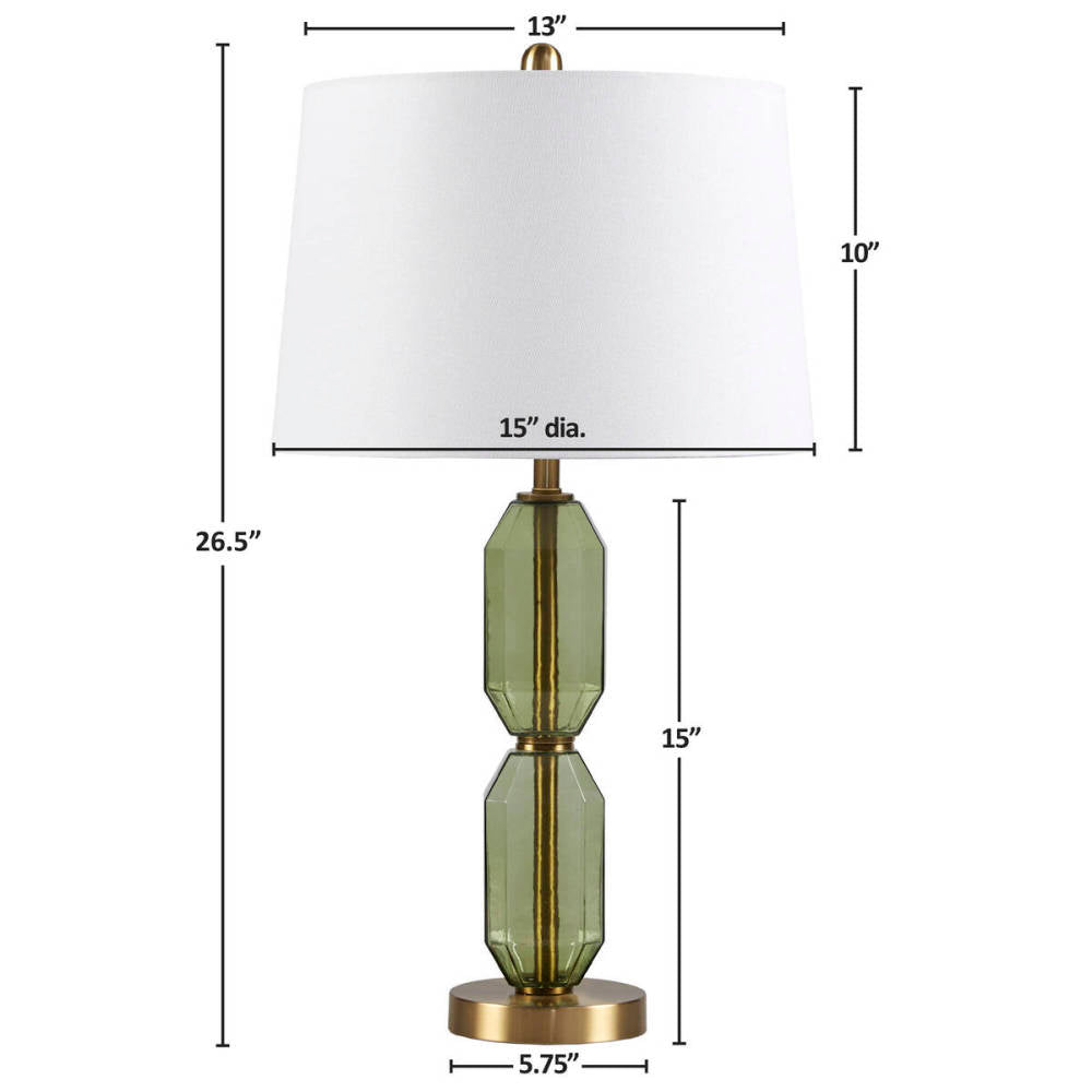 Faceted Green Glass Table Lamp