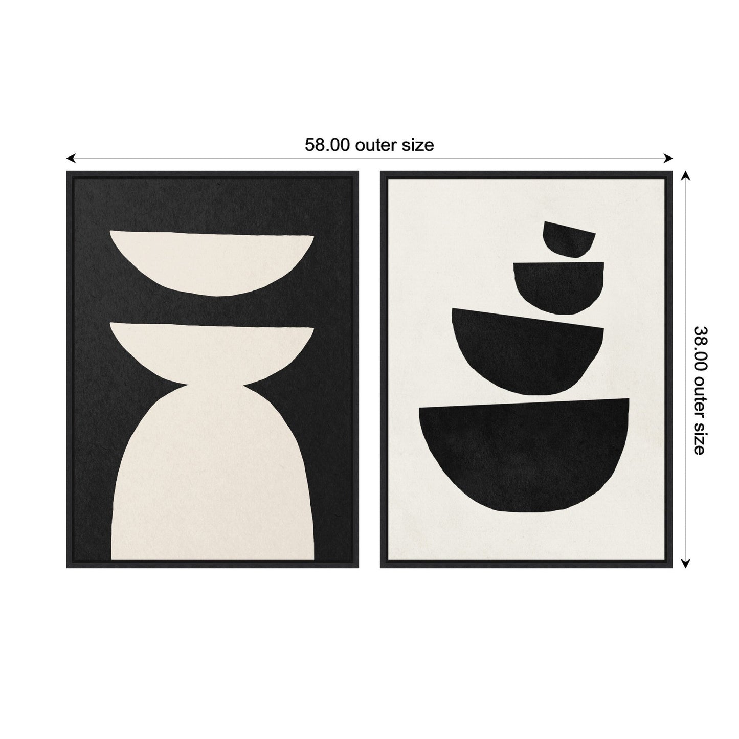 White and Black Geometric - Framed Print Set