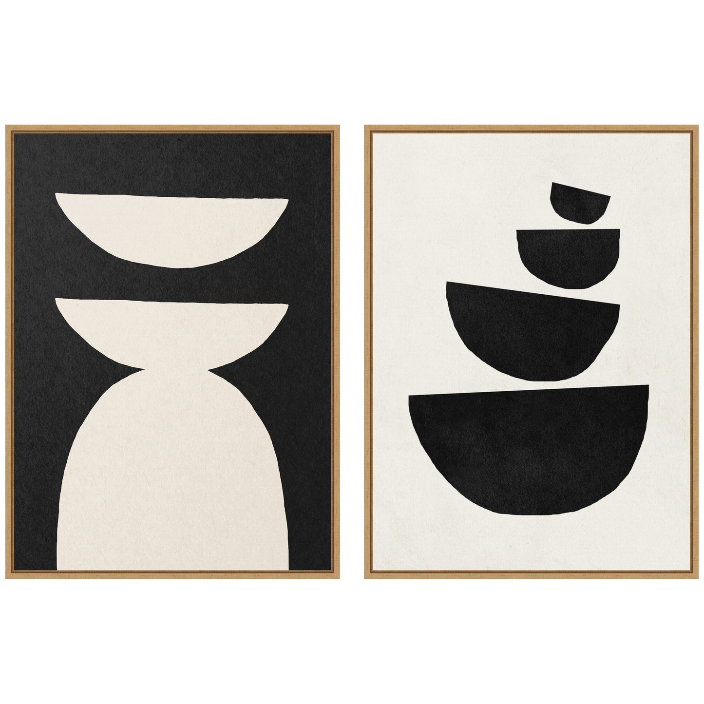 White and Black Geometric - Framed Print Set