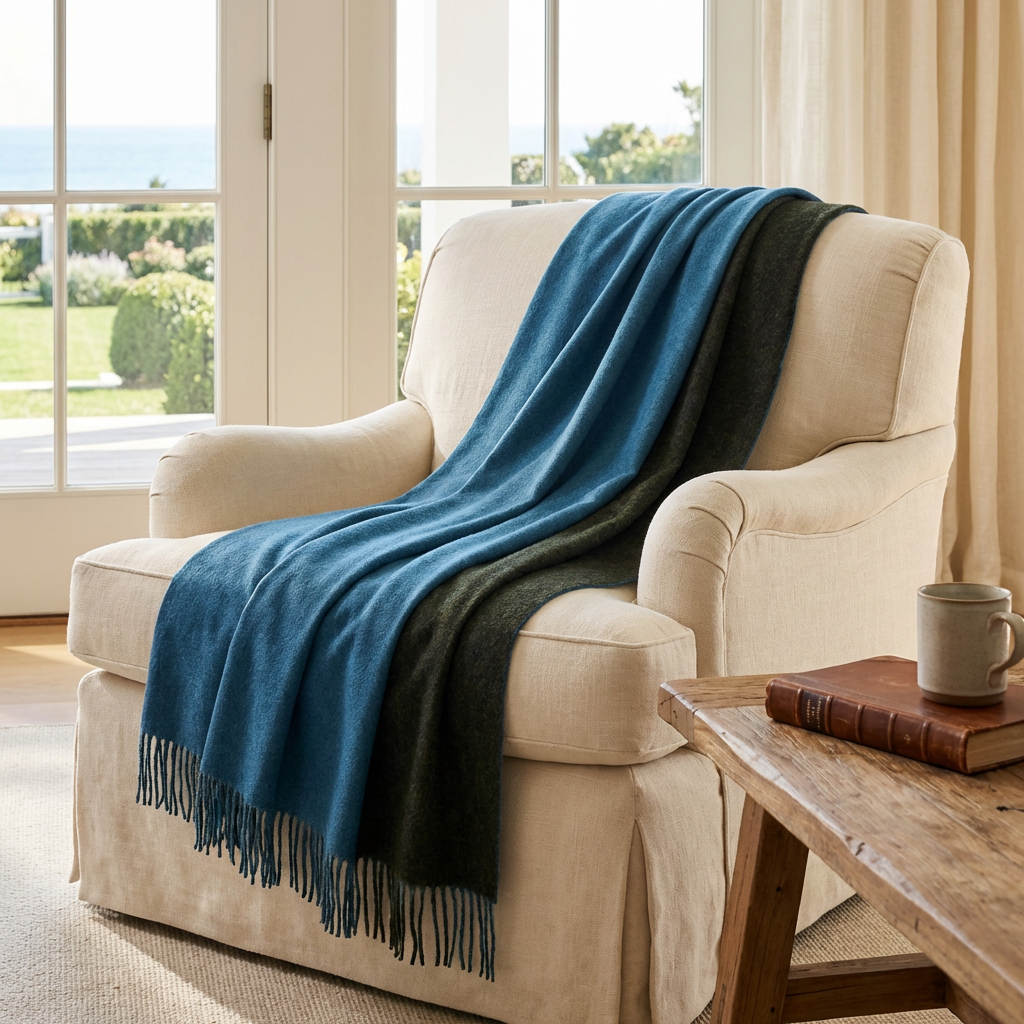 Highland Sea/Green Wool Throw