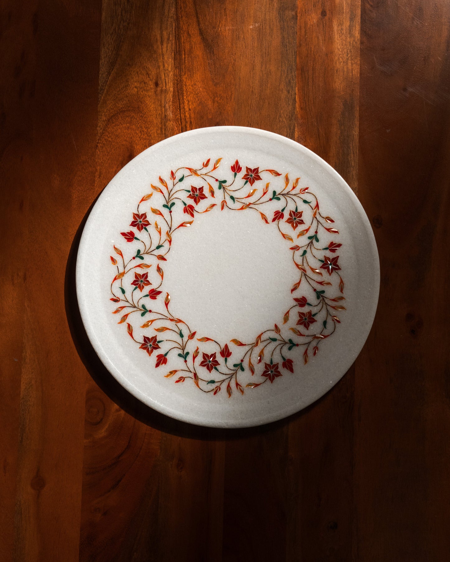 White Round Inlay Platter
