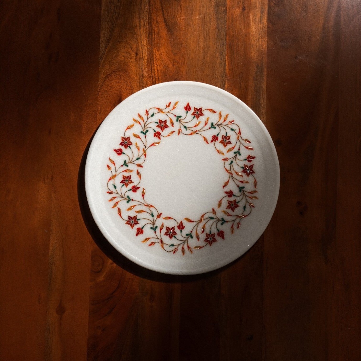 White Round Inlay Platter