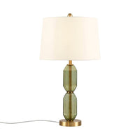 Faceted Green Glass Table Lamp