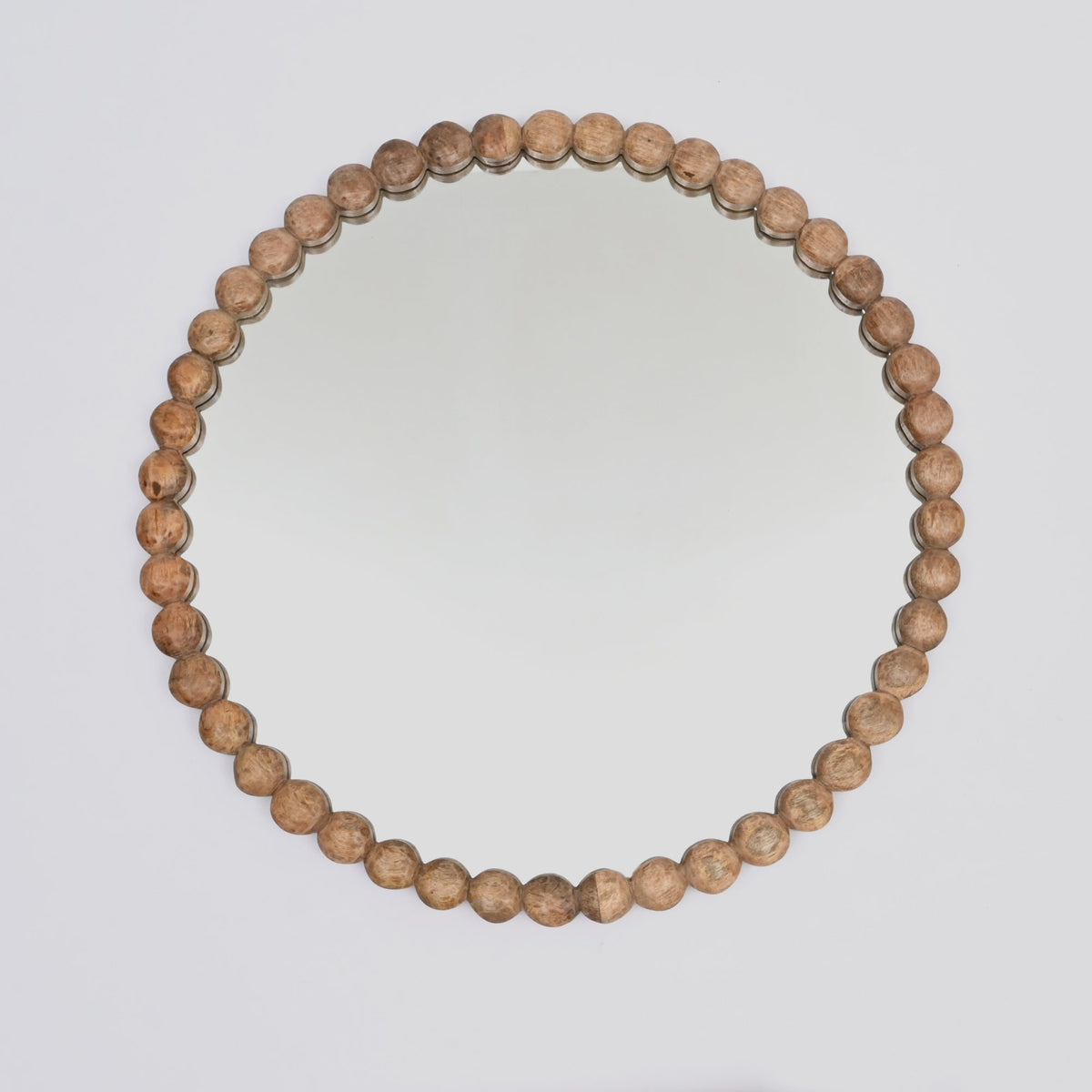 Wooden Beads Frame Circular Wall Mirror - 32"