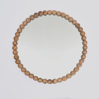 Wooden Beads Frame Circular Wall Mirror - 32"