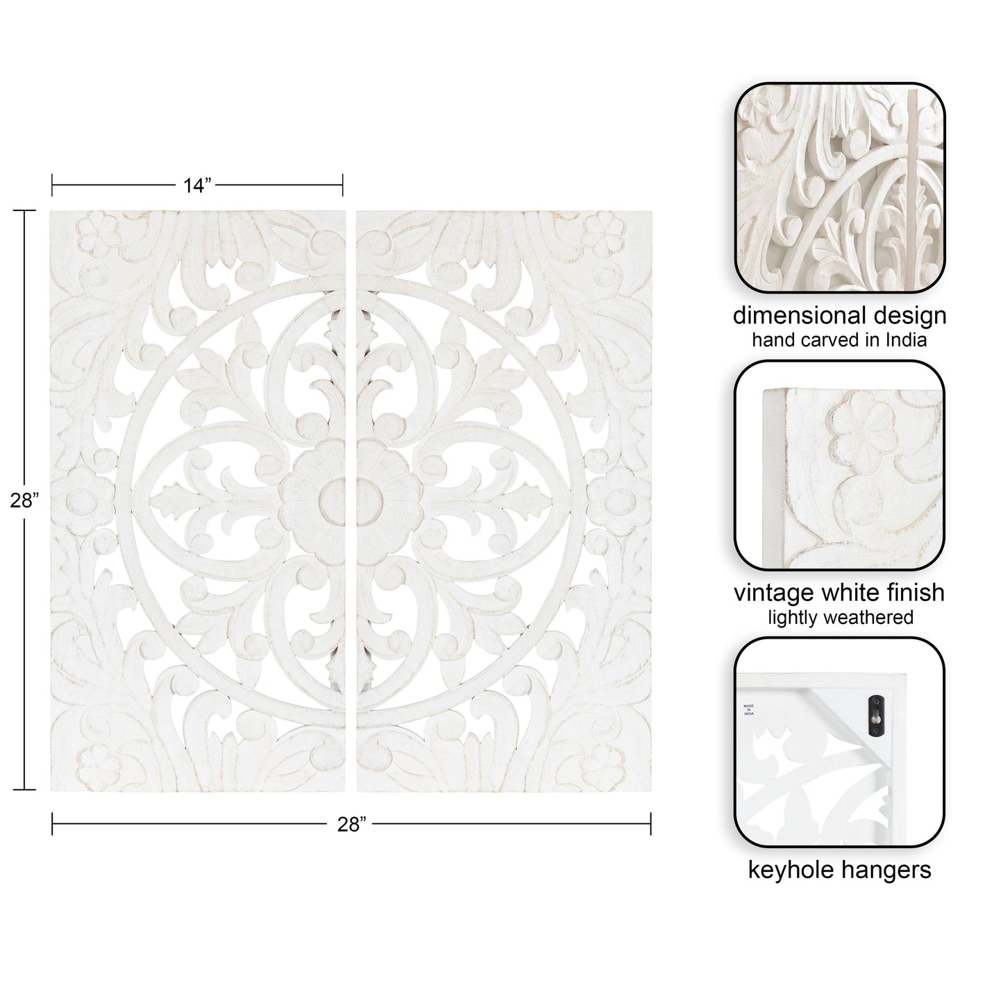 Carved Wood Wall Set