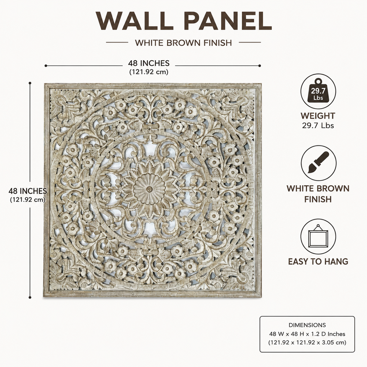 Mandala Handcarved Wall Décor - 48 x 48"