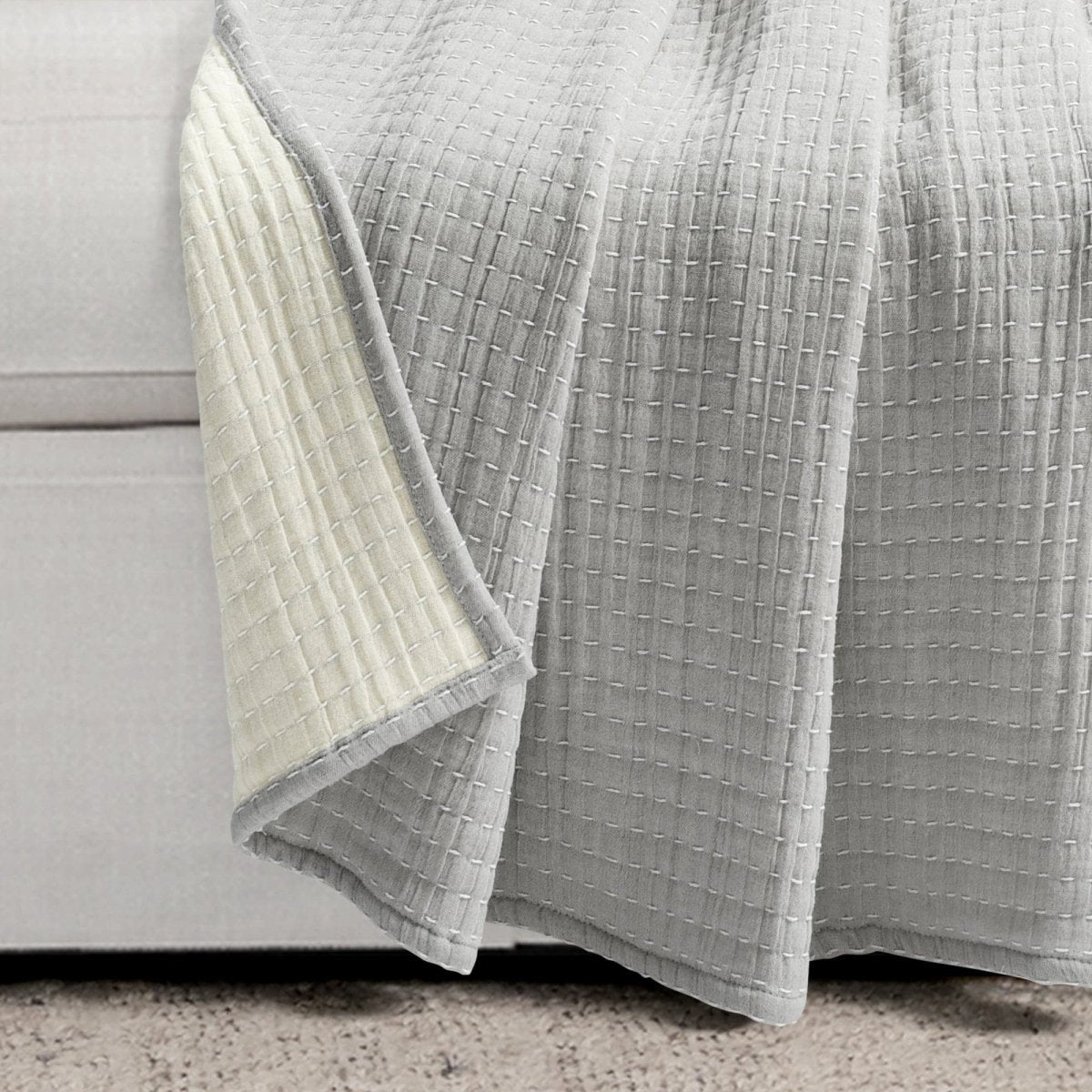 Solid Kantha Cotton Woven Throw