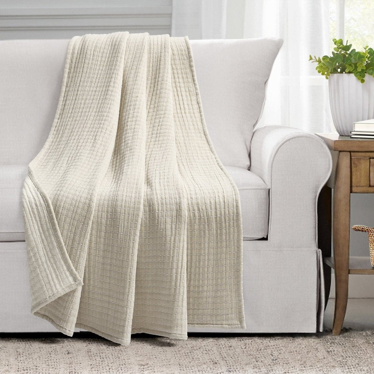 Solid Kantha Cotton Woven Throw