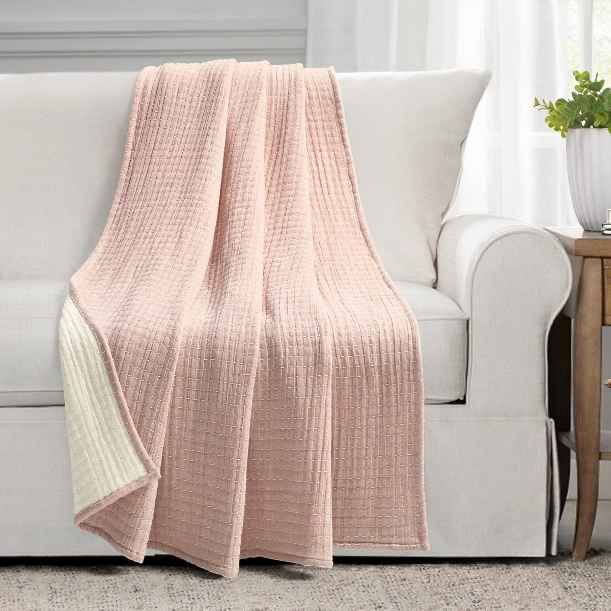 Solid Kantha Cotton Woven Throw