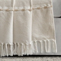 Herringbone Stripe Cotton Woven Tassel Throw