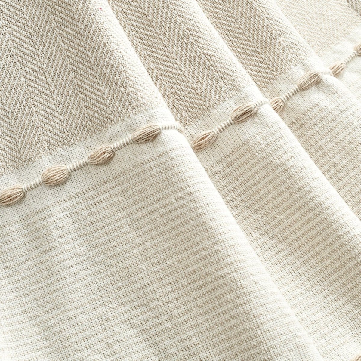 Herringbone Stripe Cotton Woven Tassel Throw