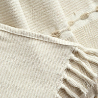 Herringbone Stripe Cotton Woven Tassel Throw
