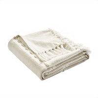 Herringbone Stripe Cotton Woven Tassel Throw