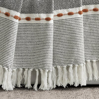 Herringbone Stripe Cotton Woven Tassel Throw