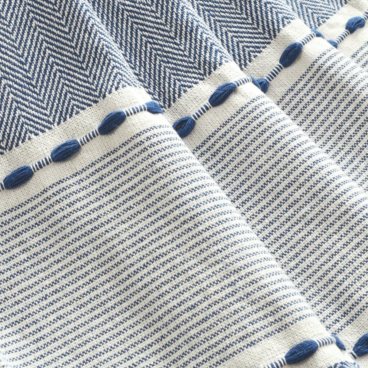 Herringbone Stripe Cotton Woven Tassel Throw