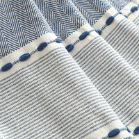 Herringbone Stripe Cotton Woven Tassel Throw