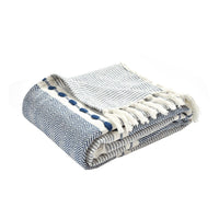 Herringbone Stripe Cotton Woven Tassel Throw