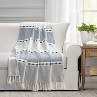 Herringbone Stripe Cotton Woven Tassel Throw