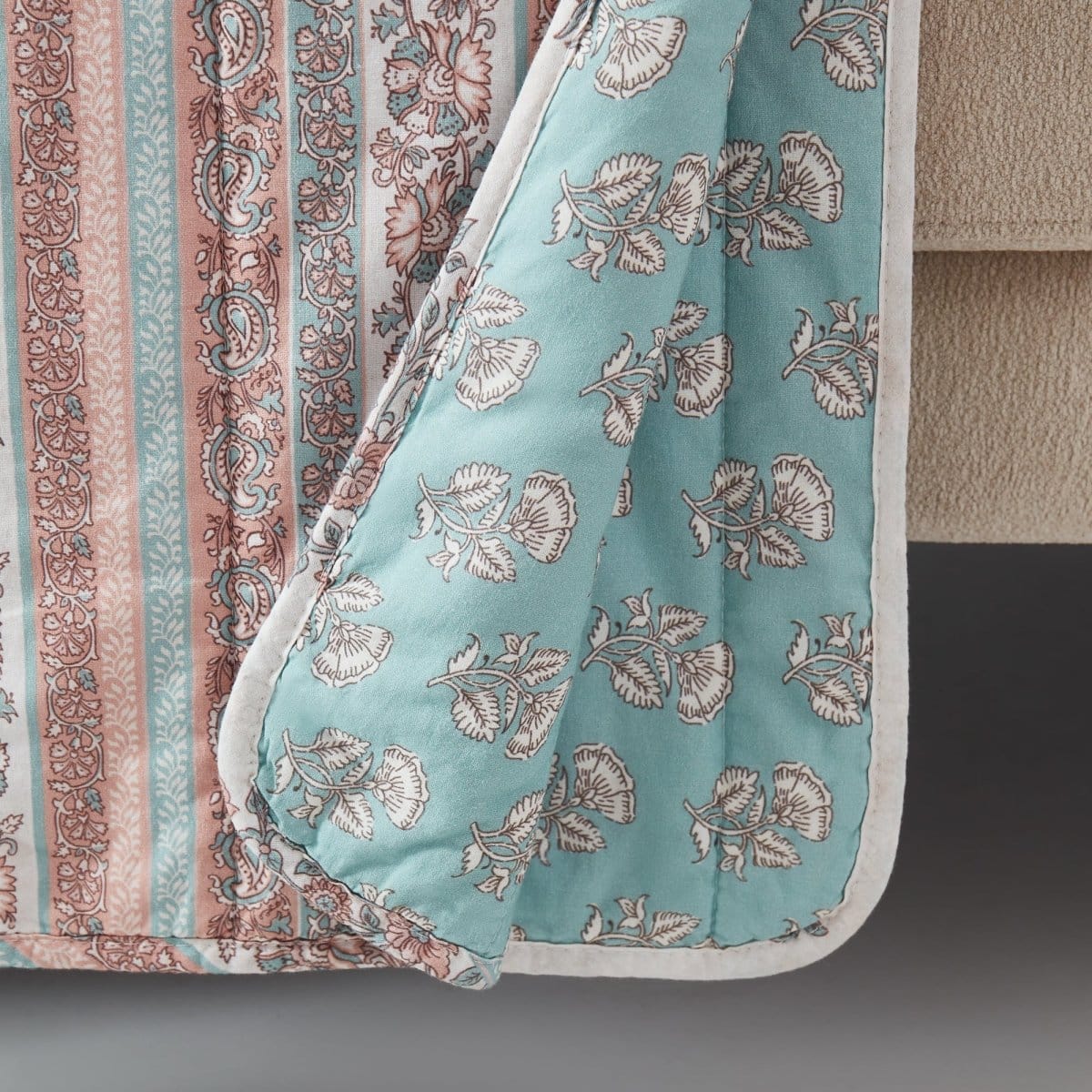 Floral Block Reversible Cotton Throw