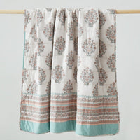 Floral Block Reversible Cotton Throw