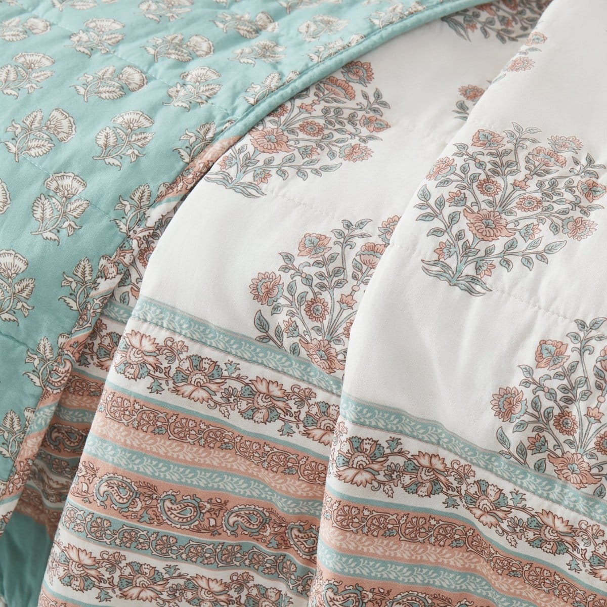 Floral Block Reversible Cotton Throw