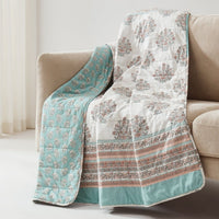 Floral Block Reversible Cotton Throw
