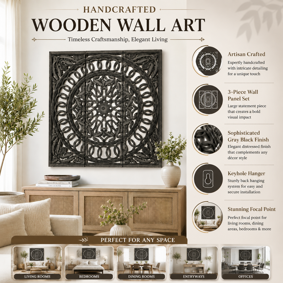 Wooden Handmade Wall Panel - 48x48"