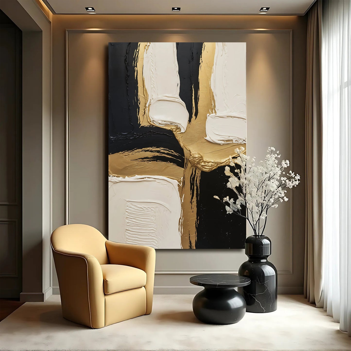 Black White and Gold - Canvas Print