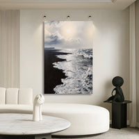 Black & White Waves - Canvas Print