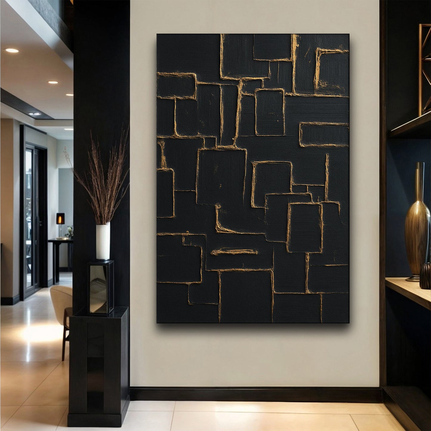 Contemporary Black and Gold - Canvas Print
