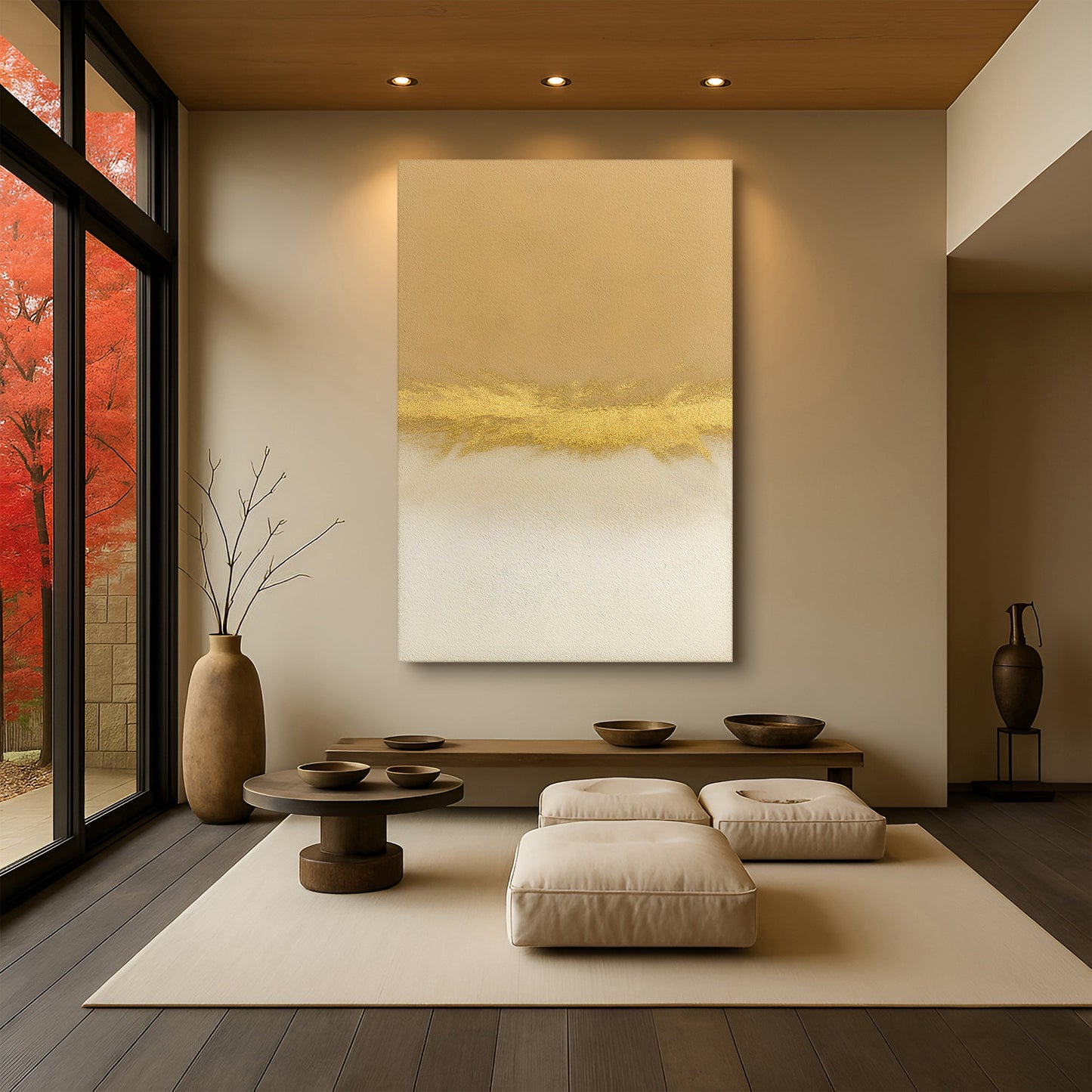 Minimalist White & Gold - Canvas Print
