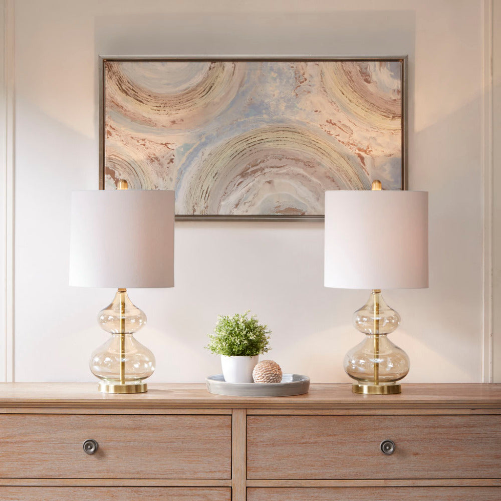 Curved Glass Table Lamps, Set of 2