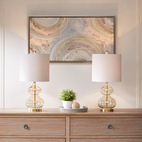 Curved Glass Table Lamps, Set of 2