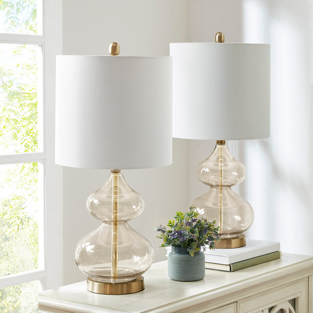 Curved Glass Table Lamps, Set of 2