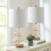 Curved Glass Table Lamps, Set of 2