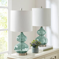 Curved Glass Table Lamps, Set of 2