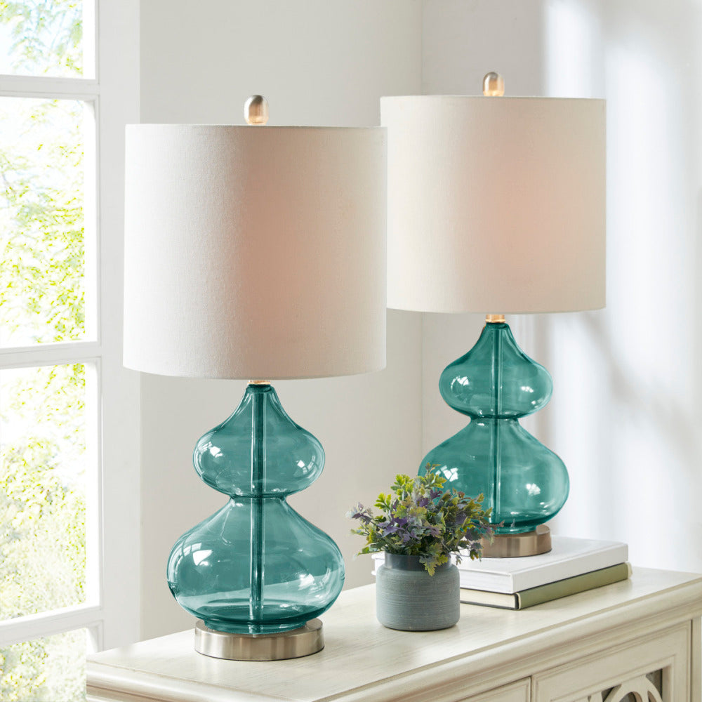 Curved Glass Table Lamps, Set of 2